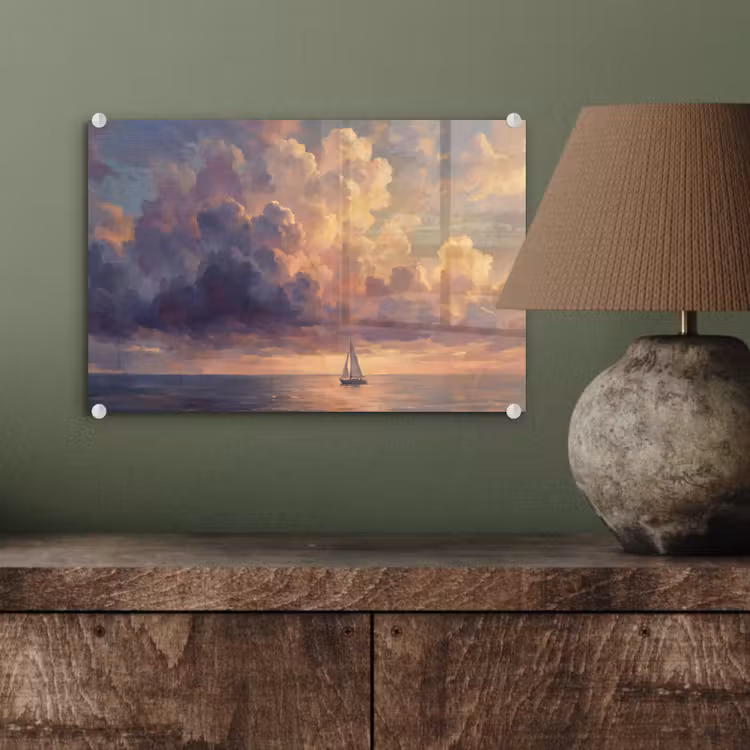 Boot - Zonsondergang - Zee - Natuur - Goud plexiglas 5mm klein -wsfeer2_DE