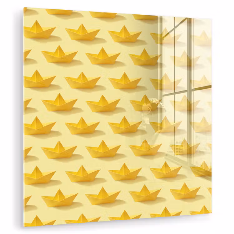 Bootjes - Origami - Creatief - Geel plexiglas 5mm klein 11 -zzzproduct_nieuw