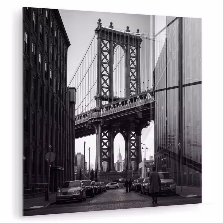 Glasbild - Brücke – Stadt – Architektur – Modern – Schwarz-Weiß - Brug - Stad - Architectuur - Modern - Zwart-wit plexiglas 5mm klein