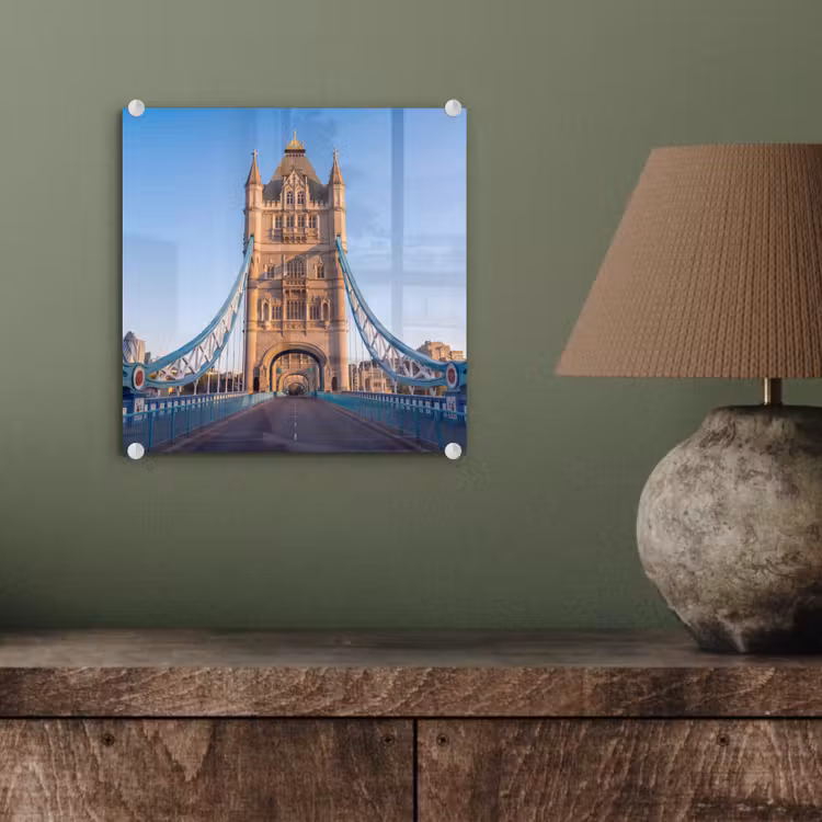 Glasbild - Brücke – Turm – Architektur – Klassisch – Blau - Brug - Toren - Architectuur - Klassiek - Blauw plexiglas 5mm klein