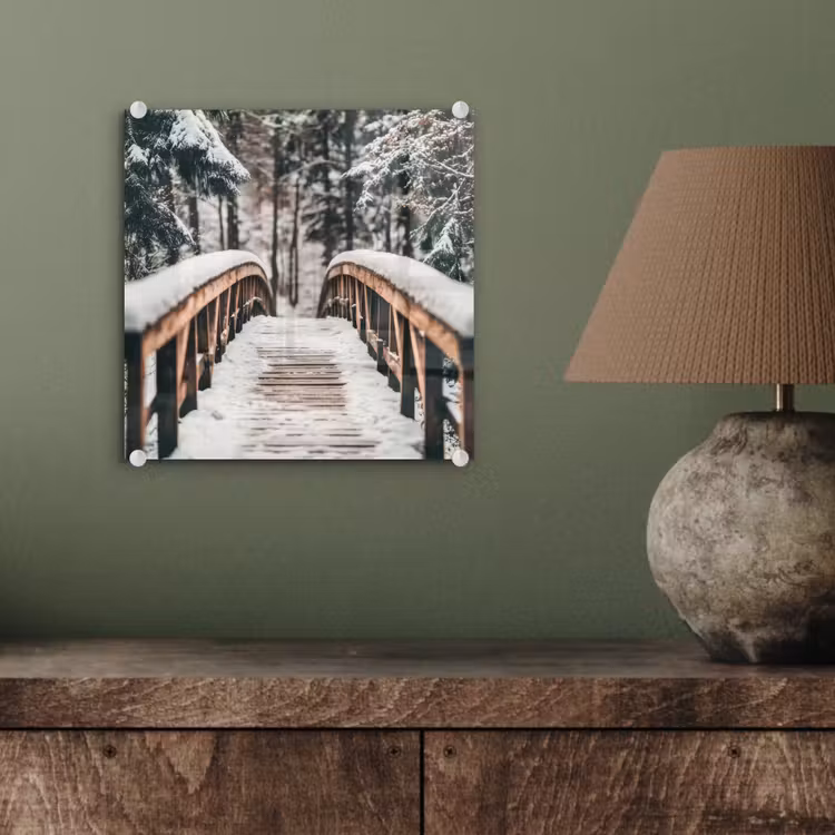 Brug - Winterlandschap - Bos - Natuur - Sneeuw plexiglas 5mm klein -sfeer3