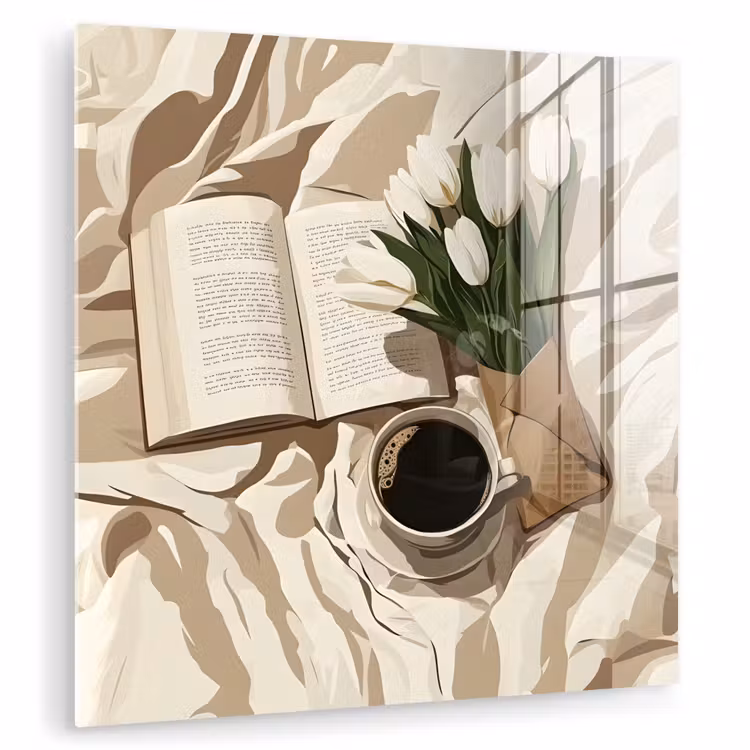 Boek - Illustratie - Tulpen - Koffie plexiglas 5mm klein -zzzproduct_nieuw