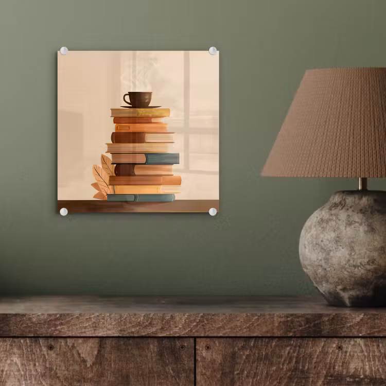 Boeken - Toren - Koffie - Beige plexiglas 5mm klein -sfeer3