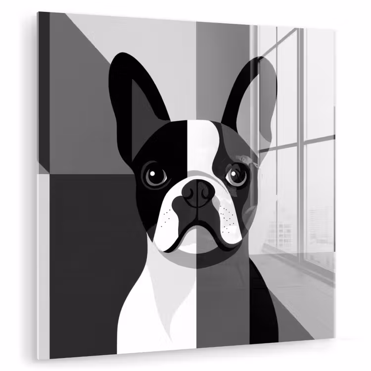 Buldog - Zwart - Abstract - Vlakken plexiglas 5mm klein -zzzproduct_nieuw