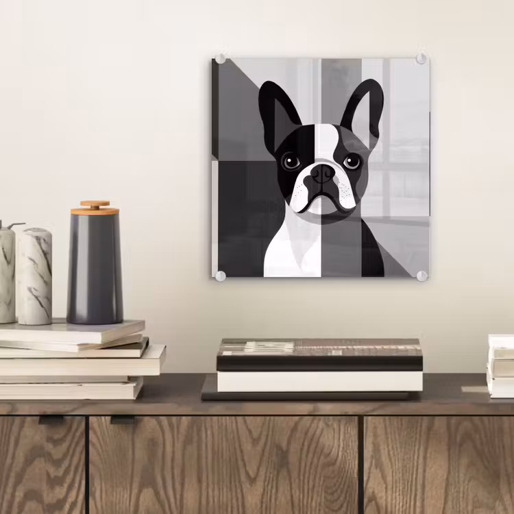 Buldog - Zwart - Abstract - Vlakken plexiglas 5mm klein -sfeer1