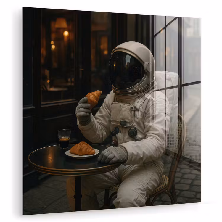 Café - Croissant - Koffie - Astronaut plexiglas 5mm klein -zzzproduct_nieuw