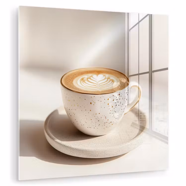 Cappuccino - Schuim - Schotel - Beige plexiglas 5mm klein -zzzproduct_nieuw