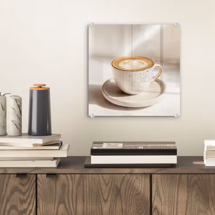 Cappuccino - Schuim - Schotel - Beige plexiglas 5mm klein -sfeer1