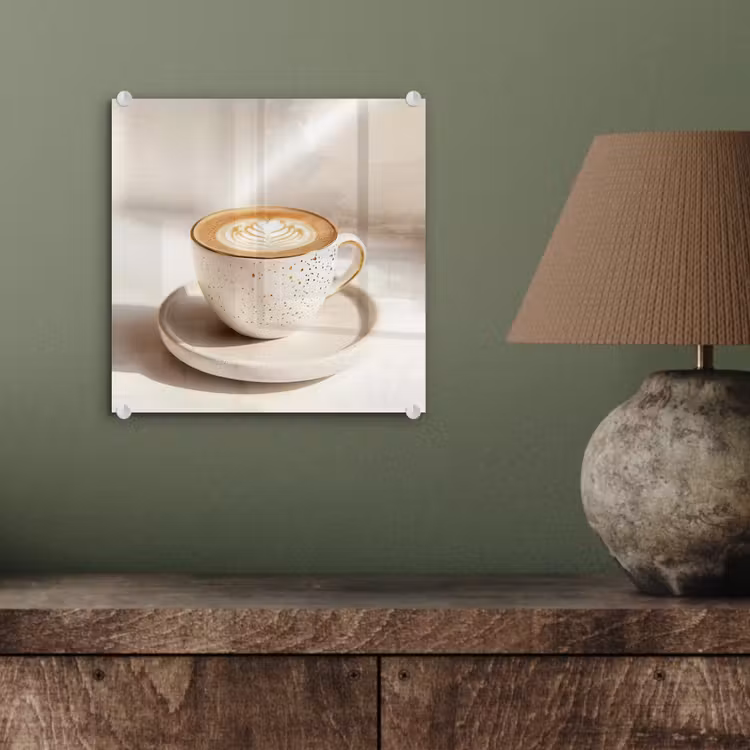Cappuccino - Schuim - Schotel - Beige plexiglas 5mm klein -sfeer3