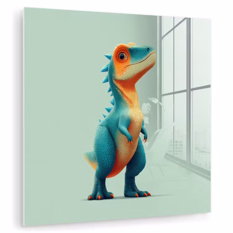 Cartoon - Dino - Oranje - Stekels plexiglas 5mm klein -zzzproduct_nieuw