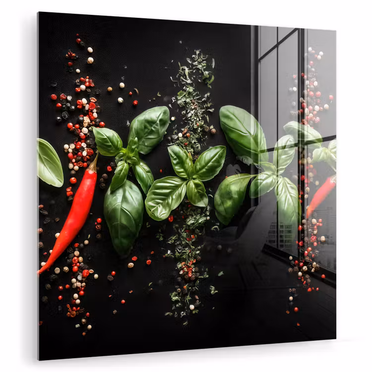 Chilipepers - Basilicum - Blaadjes - Rood plexiglas 5mm klein -zzzproduct_nieuw