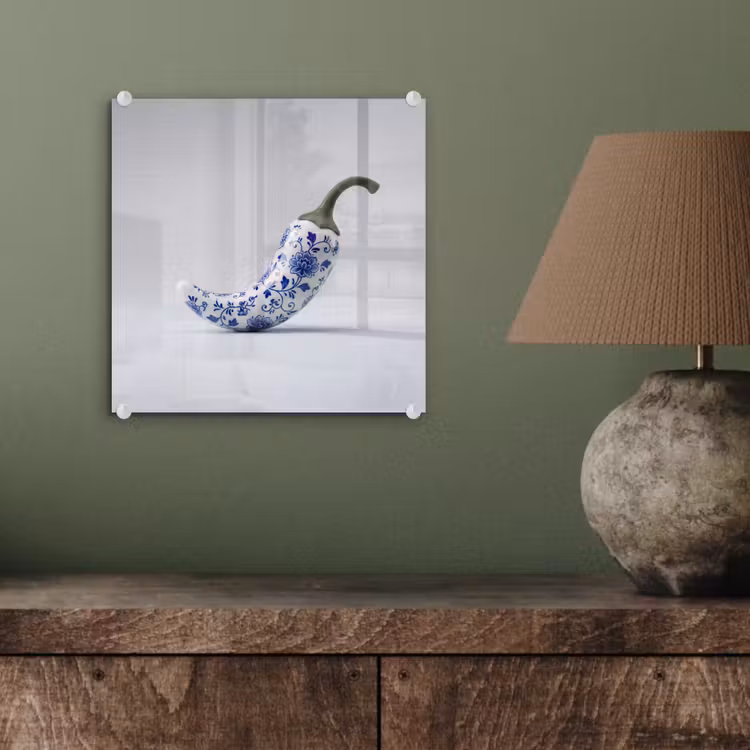 Chilipeper - Keramiek - Blauw plexiglas 5mm klein -sfeer3
