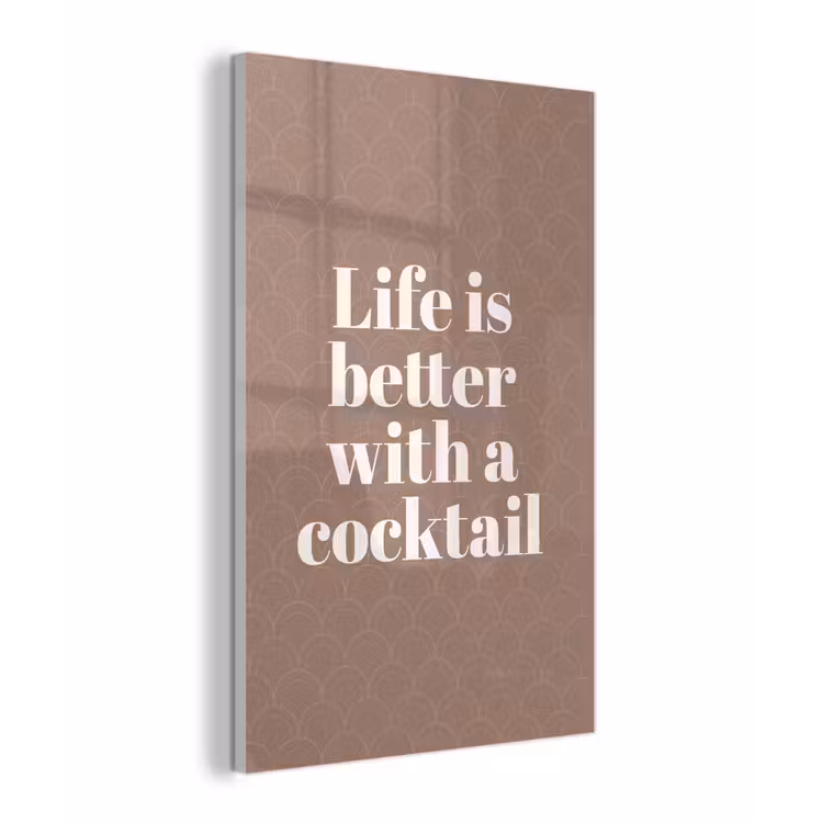 Cocktail - Tekst - Patroon - Wit plexiglas 5mm klein -z3d