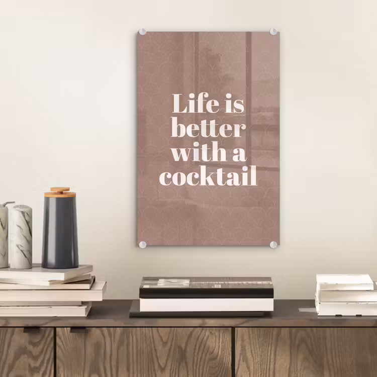 Cocktail - Tekst - Patroon - Wit plexiglas 5mm klein -sfeer1