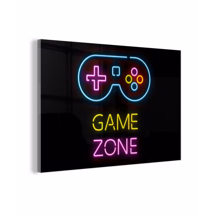 Controller - Game - Neon - Zwart - Quotes - Game zone plexiglas 5mm klein -z3d
