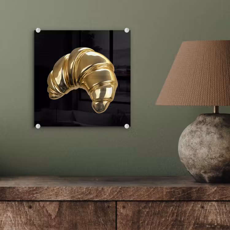 Croissant - Brood - Goud - Zwart plexiglas 5mm klein -sfeer3
