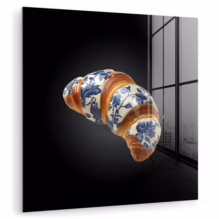 Croissant - Bloemenpatroon - Delftsblauw plexiglas 5mm klein -zzzproduct_nieuw