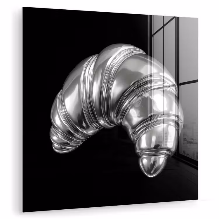 Croissant - Metaal - Zilver plexiglas 5mm klein -zzzproduct_nieuw