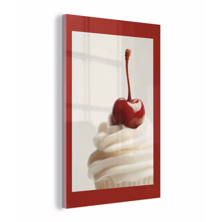 Cupcake - Kers - Rood plexiglas 5mm klein -z3d
