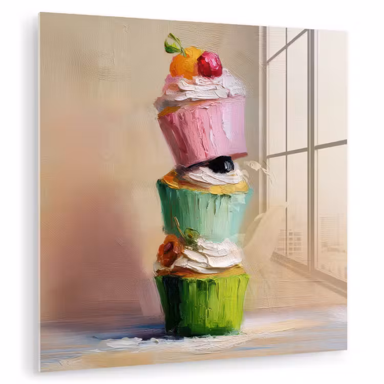 Cupcakes - Gestapeld - Kleurrijk - Fruit plexiglas 5mm klein -zzzproduct_nieuw