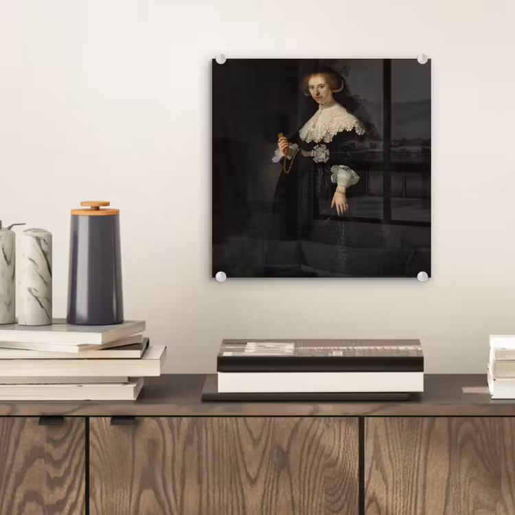 Het huwelijksportret van Oopjen Coppit - Rembrandt van Rijn plexiglas 5mm klein -sfeer1