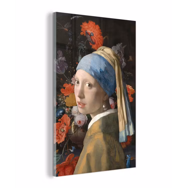 Meisje met de parel - Johannes Vermeer - Bloemen plexiglas 5mm klein -z3d