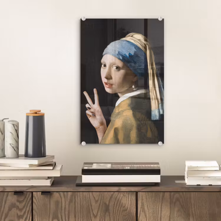 Meisje met de parel - Johannes Vermeer - Peace plexiglas 5mm klein -sfeer1