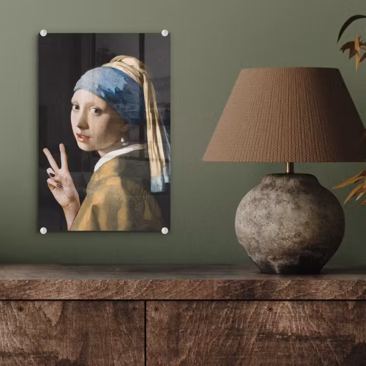 Meisje met de parel - Johannes Vermeer - Peace plexiglas 5mm klein -sfeer3