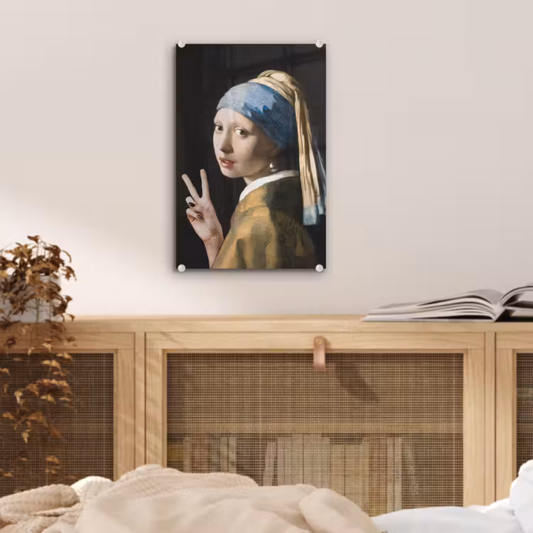 Meisje met de parel - Johannes Vermeer - Peace plexiglas 5mm klein -sfeer4