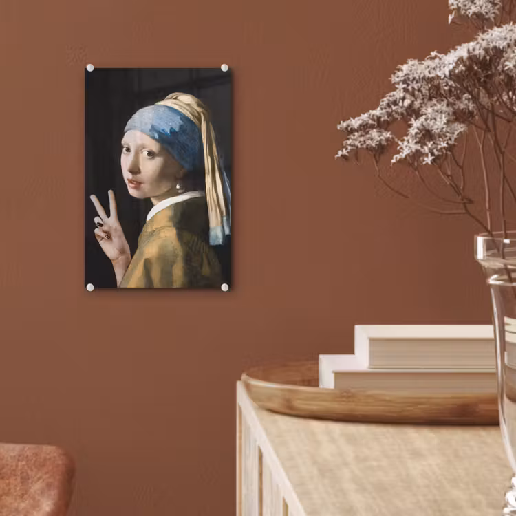 Meisje met de parel - Johannes Vermeer - Peace plexiglas 5mm klein -sfeer5