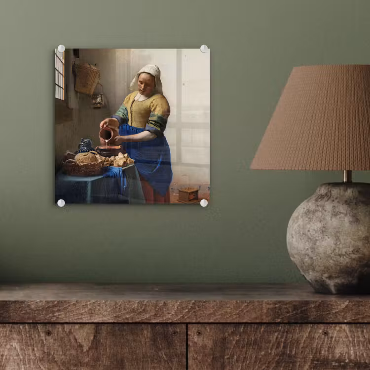 Het melkmeisje - Schilderij van Johannes Vermeer plexiglas 5mm klein -sfeer3