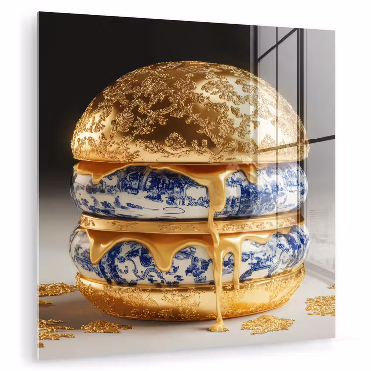 Delftsblauw - Goud - Burger plexiglas 5mm klein -zzzproduct_nieuw