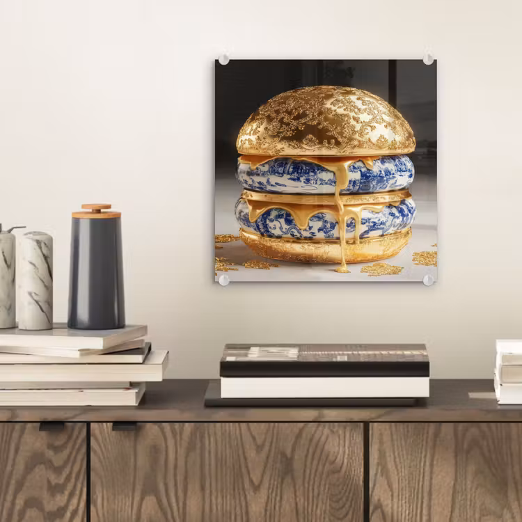 Delftsblauw - Goud - Burger plexiglas 5mm klein -sfeer1