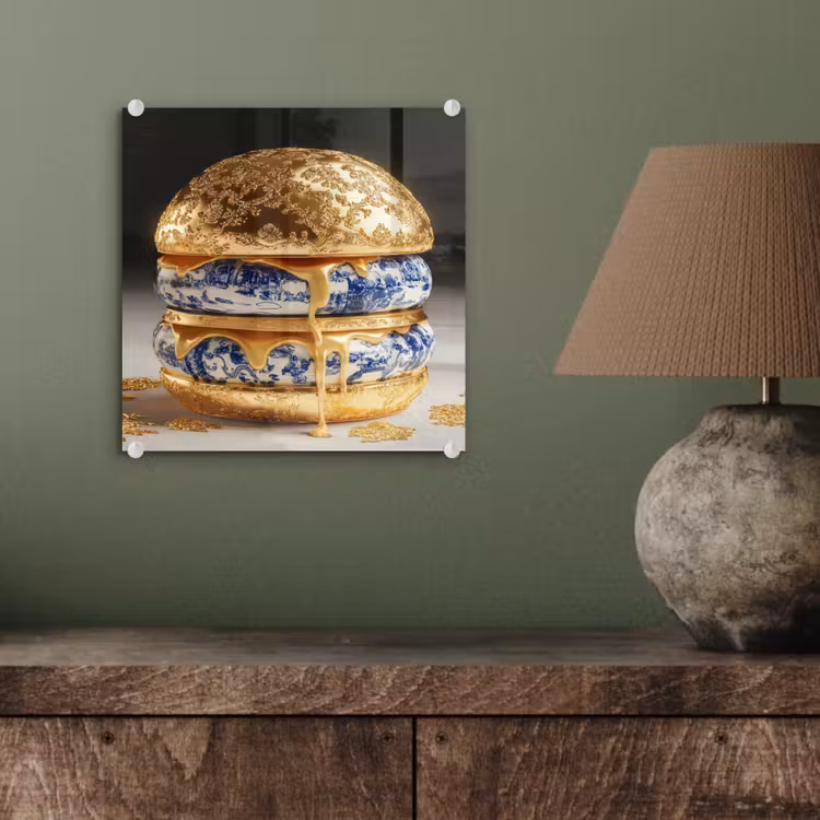 Delftsblauw - Goud - Burger plexiglas 5mm klein -sfeer3