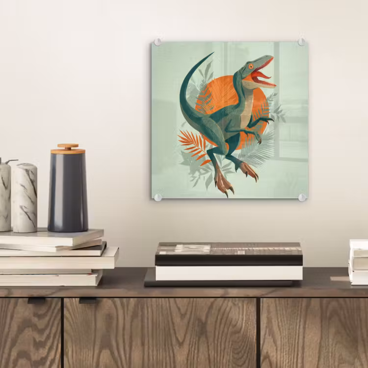 Dino - Bladeren - Grafisch - Groen plexiglas 5mm klein -sfeer1