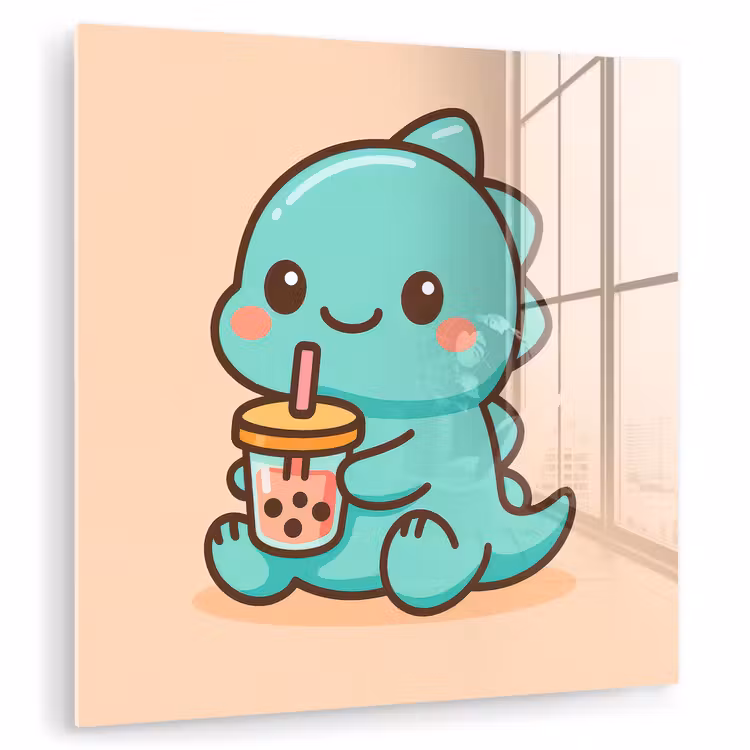 Dino - Boba - kawaii - Oranje plexiglas 5mm klein -zzzproduct_nieuw