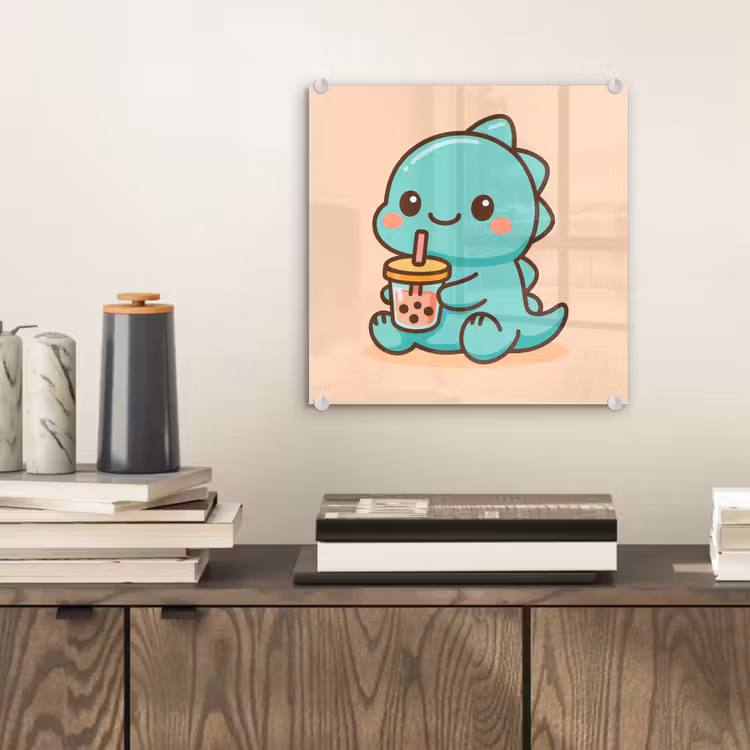Dino - Boba - kawaii - Oranje plexiglas 5mm klein -sfeer1