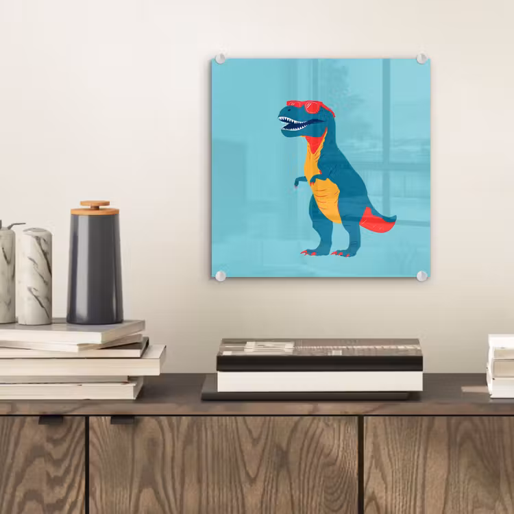 Dinosaurus - Blauw - Zonnebril plexiglas 5mm klein -sfeer1