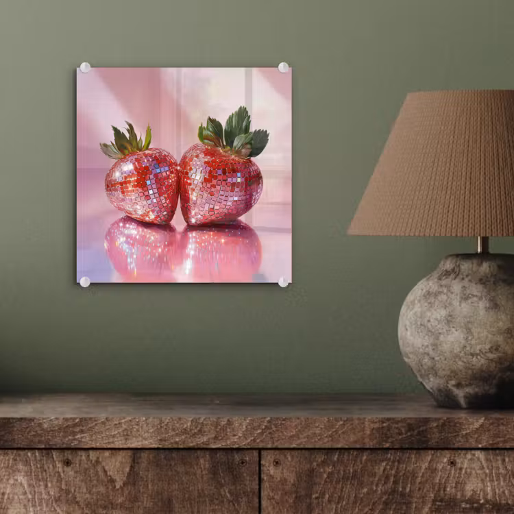 Disco - Fruit - Glitter - Strawberry plexiglas 5mm klein -sfeer3
