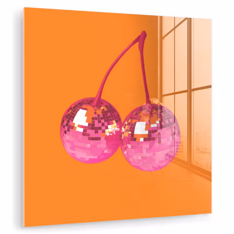 Discoballen - Kers - Spiegels - Roze plexiglas 5mm klein -zzzproduct_nieuw