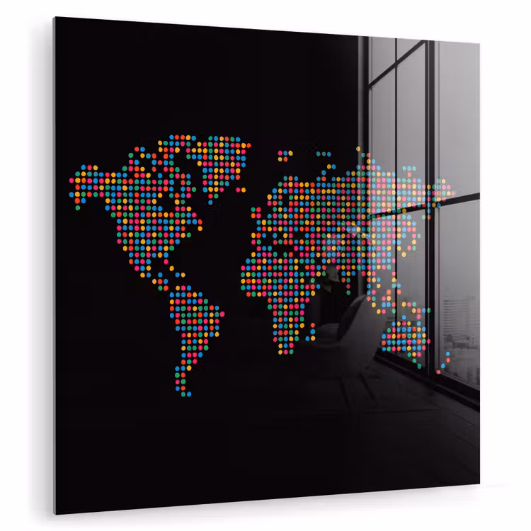 Stippen - Kleurrijk - Wereldkaart plexiglas 5mm klein -zzzproduct_nieuw