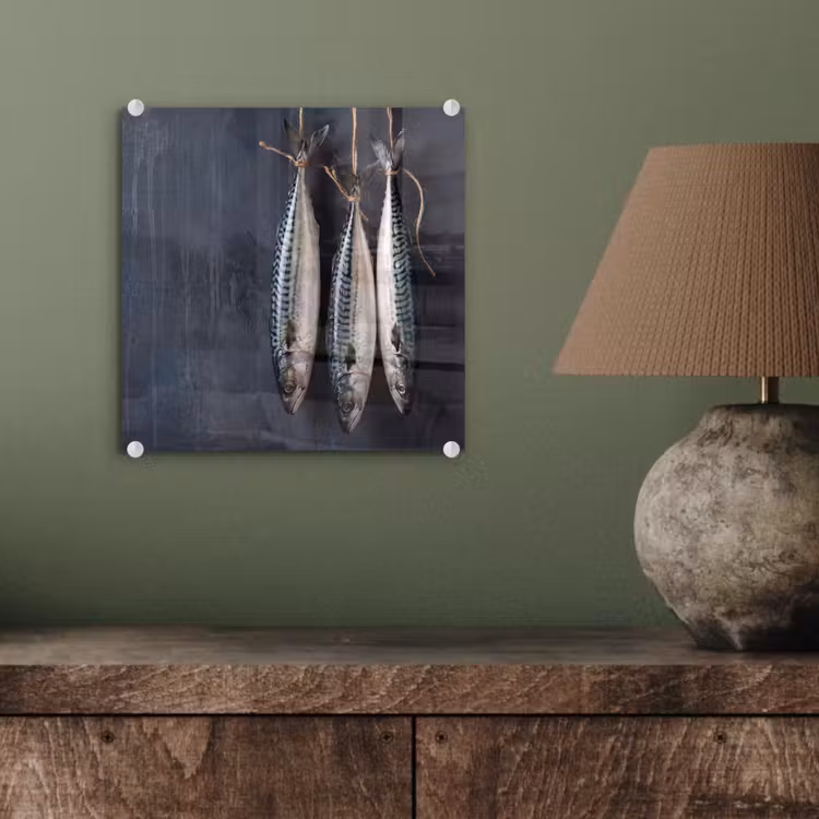 Glasbild - Drei Fische – Seil - Drie vissen - Touw plexiglas 5mm klein