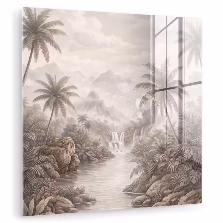 Jungle - Watervallen - Tropisch - Illustratie plexiglas 5mm klein -zzzproduct_nieuw