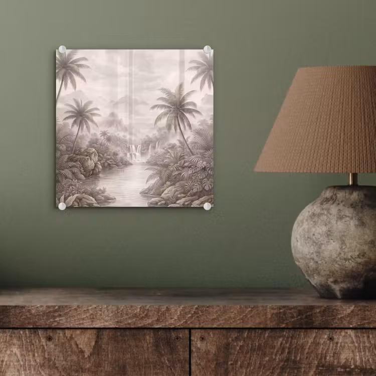 Jungle - Watervallen - Tropisch - Illustratie plexiglas 5mm klein -sfeer3