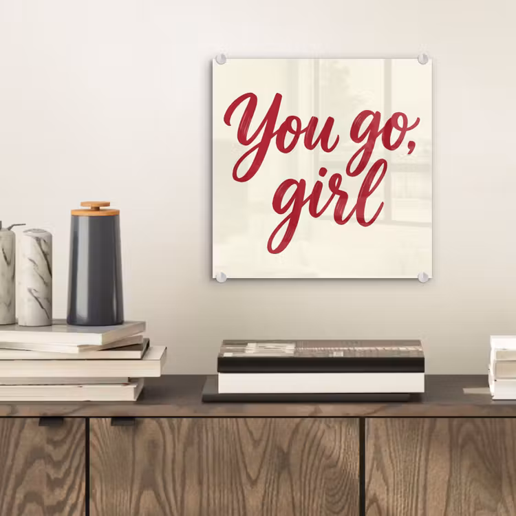 you go girl - Rood - Wit plexiglas 5mm klein -sfeer1