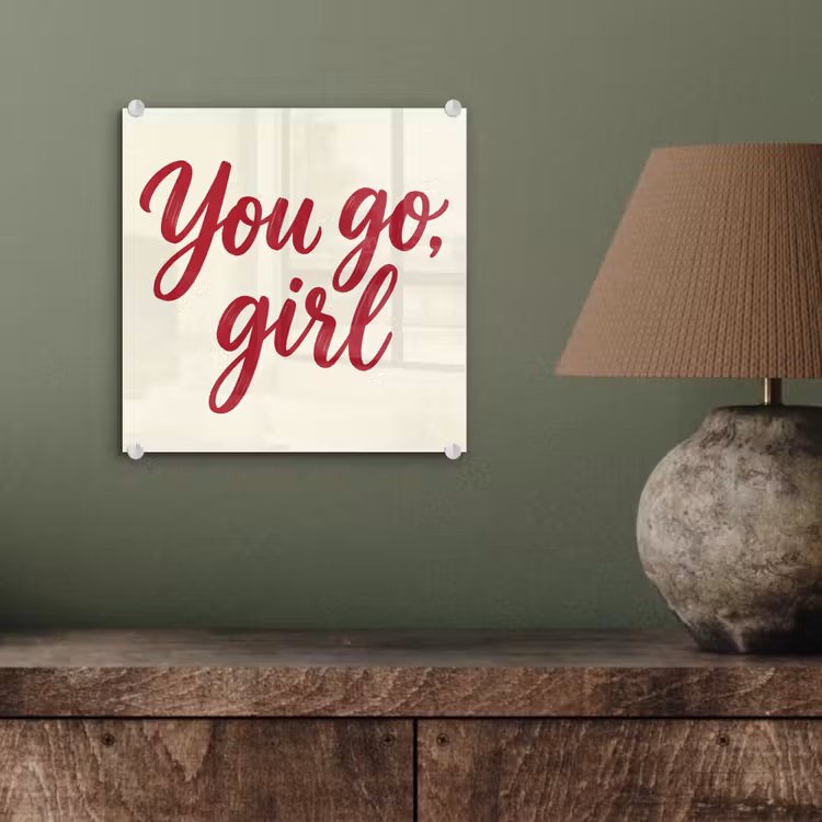 you go girl - Rood - Wit plexiglas 5mm klein -sfeer3