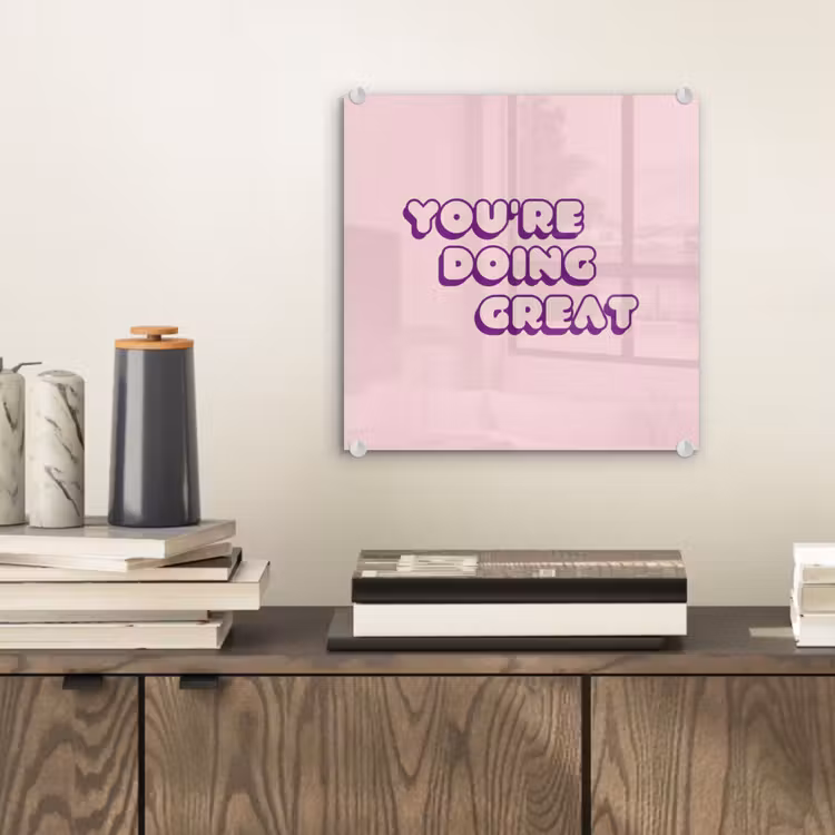You're doing great - Roze - Bubble letters plexiglas 5mm klein -sfeer1