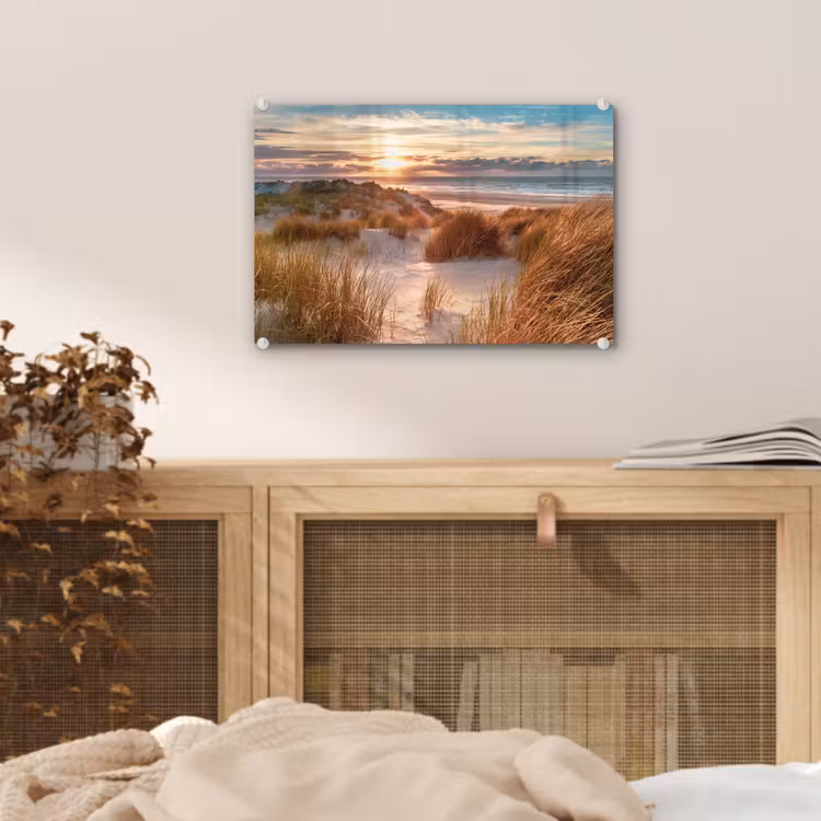 Duin - Planten - Zonsondergang - Strand - Zee plexiglas 5mm klein -sfeer3