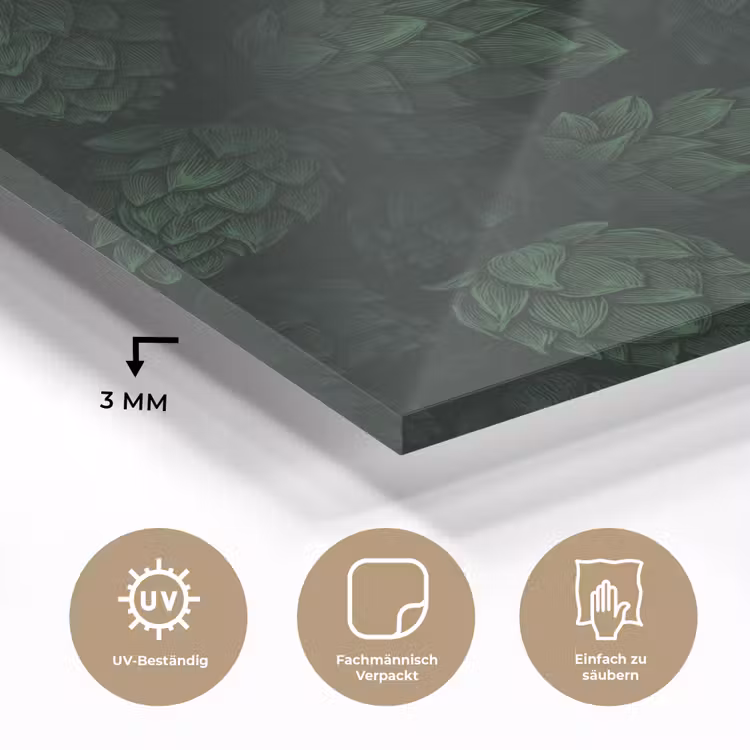 Donker - Groen - Hopbellen - Botanisch - Illustratie plexiglas 5mm klein 11 -wsfeer2_DE