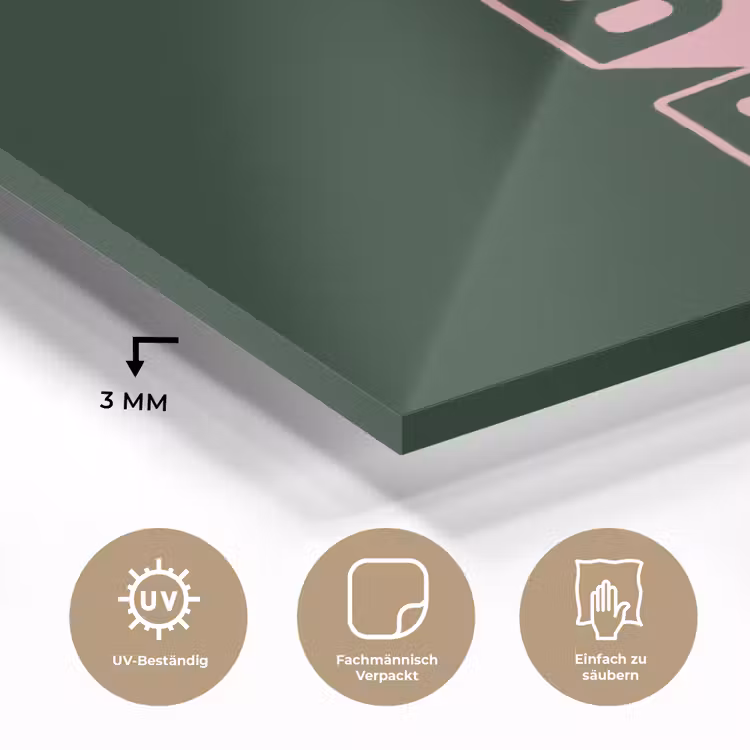 Donkergroen - Tekst - Schaduw - Grafisch plexiglas 5mm klein -wsfeer2_DE